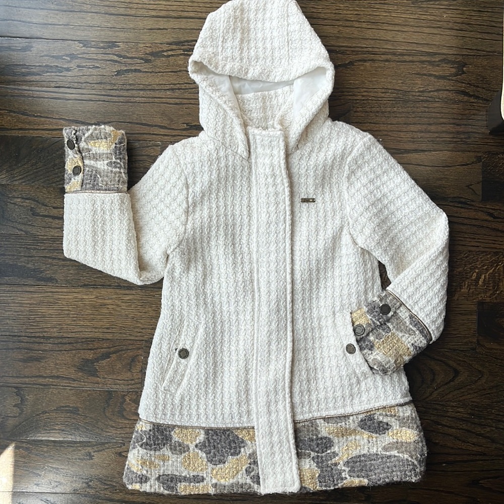 Dress coat with camo detail